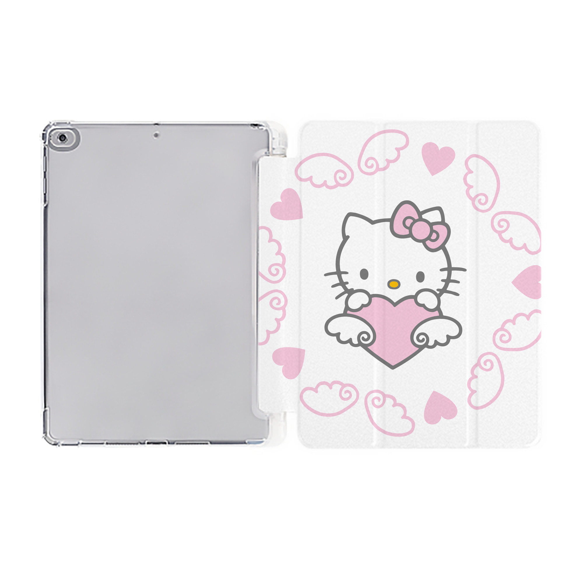 （画像用） Hello Kitty ハローキティ IPad ケース ペン収納付き 三つ折りスタンド PUレザー×シリコン 対応機種9.5/10.5/10.9インチ